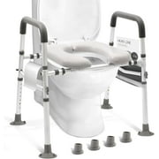 Raised Toilet Seat with Handles,500lbs Heavy Duty Toilet Seat Riser,Adjustable Safety Assist Toilet Chair for Elderly,Handicap, Pregnant,Fits Any Toilet